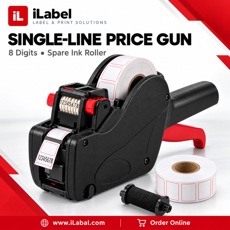 Price Label Gun with 1000 labels and one extra ink. 8 digits on Single  line. 